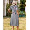 image:imageZeagoo Summer Dresses for Women 2026 Casual Short Sleeve Aline Midi Dress with Pocket Flowy Pleated Tshirt Beach SundressGrey Floral