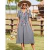 image:imageZeagoo Summer Dresses for Women 2026 Casual Short Sleeve Aline Midi Dress with Pocket Flowy Pleated Tshirt Beach SundressGrey Floral