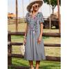 image:imageZeagoo Summer Dresses for Women 2026 Casual Short Sleeve Aline Midi Dress with Pocket Flowy Pleated Tshirt Beach SundressGrey Floral