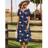 image:imageZeagoo Summer Dresses for Women 2026 Casual Short Sleeve Aline Midi Dress with Pocket Flowy Pleated Tshirt Beach SundressNavy Blue Print