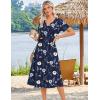 image:imageZeagoo Summer Dresses for Women 2026 Casual Short Sleeve Aline Midi Dress with Pocket Flowy Pleated Tshirt Beach SundressNavy Blue Print