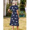 image:imageZeagoo Summer Dresses for Women 2026 Casual Short Sleeve Aline Midi Dress with Pocket Flowy Pleated Tshirt Beach SundressNavy Blue Print