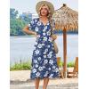 image:imageZeagoo Summer Dresses for Women 2026 Casual Short Sleeve Aline Midi Dress with Pocket Flowy Pleated Tshirt Beach SundressNavy Floral