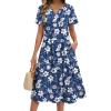 image:imageZeagoo Summer Dresses for Women 2026 Casual Short Sleeve Aline Midi Dress with Pocket Flowy Pleated Tshirt Beach SundressNavy Floral
