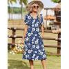 image:imageZeagoo Summer Dresses for Women 2026 Casual Short Sleeve Aline Midi Dress with Pocket Flowy Pleated Tshirt Beach SundressNavy Floral