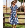 image:imageZeagoo Summer Dresses for Women 2026 Casual Short Sleeve Aline Midi Dress with Pocket Flowy Pleated Tshirt Beach SundressNavy Floral