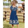 image:imageZeagoo Summer Dresses for Women 2026 Casual Short Sleeve Aline Midi Dress with Pocket Flowy Pleated Tshirt Beach SundressNavy Leaf Print