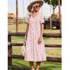 image:imageZeagoo Summer Dresses for Women 2026 Casual Short Sleeve Aline Midi Dress with Pocket Flowy Pleated Tshirt Beach SundressPink Floral