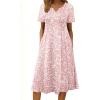 image:imageZeagoo Summer Dresses for Women 2026 Casual Short Sleeve Aline Midi Dress with Pocket Flowy Pleated Tshirt Beach SundressPink Floral