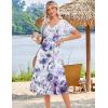 image:imageZeagoo Summer Dresses for Women 2026 Casual Short Sleeve Aline Midi Dress with Pocket Flowy Pleated Tshirt Beach SundressPurple