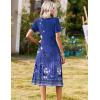 image:imageZeagoo Summer Dresses for Women 2026 Casual Short Sleeve Aline Midi Dress with Pocket Flowy Pleated Tshirt Beach SundressPurple Ethnic Print