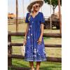 image:imageZeagoo Summer Dresses for Women 2026 Casual Short Sleeve Aline Midi Dress with Pocket Flowy Pleated Tshirt Beach SundressPurple Ethnic Print