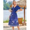 image:imageZeagoo Summer Dresses for Women 2026 Casual Short Sleeve Aline Midi Dress with Pocket Flowy Pleated Tshirt Beach SundressPurple Ethnic Print