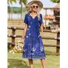 image:imageZeagoo Summer Dresses for Women 2026 Casual Short Sleeve Aline Midi Dress with Pocket Flowy Pleated Tshirt Beach SundressPurple Ethnic Print