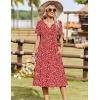 image:imageZeagoo Summer Dresses for Women 2026 Casual Short Sleeve Aline Midi Dress with Pocket Flowy Pleated Tshirt Beach SundressRed Round Dot Print