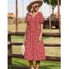 image:imageZeagoo Summer Dresses for Women 2026 Casual Short Sleeve Aline Midi Dress with Pocket Flowy Pleated Tshirt Beach SundressRed Round Dot Print
