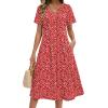 image:imageZeagoo Summer Dresses for Women 2026 Casual Short Sleeve Aline Midi Dress with Pocket Flowy Pleated Tshirt Beach SundressRed Round Dot Print