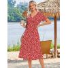 image:imageZeagoo Summer Dresses for Women 2026 Casual Short Sleeve Aline Midi Dress with Pocket Flowy Pleated Tshirt Beach SundressRed Round Dot Print
