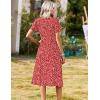 image:imageZeagoo Summer Dresses for Women 2026 Casual Short Sleeve Aline Midi Dress with Pocket Flowy Pleated Tshirt Beach SundressRed Round Dot Print