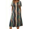 image:imageZeagoo Summer Dresses for Women 2026 Casual Short Sleeve Aline Midi Dress with Pocket Flowy Pleated Tshirt Beach SundressStripe