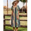image:imageZeagoo Summer Dresses for Women 2026 Casual Short Sleeve Aline Midi Dress with Pocket Flowy Pleated Tshirt Beach SundressStripe