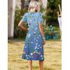 image:imageZeagoo Summer Dresses for Women 2026 Casual Short Sleeve Aline Midi Dress with Pocket Flowy Pleated Tshirt Beach SundressWf89