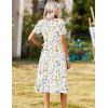 image:imageZeagoo Summer Dresses for Women 2026 Casual Short Sleeve Aline Midi Dress with Pocket Flowy Pleated Tshirt Beach SundressWhite Floral