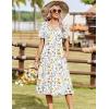 image:imageZeagoo Summer Dresses for Women 2026 Casual Short Sleeve Aline Midi Dress with Pocket Flowy Pleated Tshirt Beach SundressWhite Floral