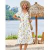 image:imageZeagoo Summer Dresses for Women 2026 Casual Short Sleeve Aline Midi Dress with Pocket Flowy Pleated Tshirt Beach SundressWhite Floral