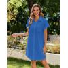 image:imageZeagoo Summer Dresses for Women 2026 Cotton Button Down Short Sleeve Tshirt Dresses Casual Mini Beach DressBlue
