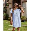 image:imageZeagoo Summer Dresses for Women 2026 Cotton Button Down Short Sleeve Tshirt Dresses Casual Mini Beach DressBluewhite Stripe