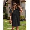 image:imageZeagoo Summer Dresses for Women 2026 Cotton Button Down Short Sleeve Tshirt Dresses Casual Mini Beach DressClassic Black