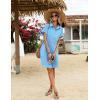 image:imageZeagoo Summer Dresses for Women 2026 Cotton Button Down Short Sleeve Tshirt Dresses Casual Mini Beach DressLight Blue