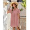 image:imageZeagoo Summer Dresses for Women 2026 Cotton Button Down Short Sleeve Tshirt Dresses Casual Mini Beach DressPink