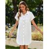 image:imageZeagoo Summer Dresses for Women 2026 Cotton Button Down Short Sleeve Tshirt Dresses Casual Mini Beach DressWhite