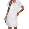 image:imageZeagoo Summer Dresses for Women 2026 Cotton Button Down Short Sleeve Tshirt Dresses Casual Mini Beach DressWhite