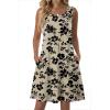 image:imageZeagoo Summer Dresses for Women 2026 Sleeveless Casual Floral Tshirt Sundress with Pockets Loose Tank Beach DressBeige Black Print