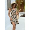 image:imageZeagoo Summer Dresses for Women 2026 Sleeveless Casual Floral Tshirt Sundress with Pockets Loose Tank Beach DressBeige Black Print