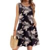 image:imageZeagoo Summer Dresses for Women 2026 Sleeveless Casual Floral Tshirt Sundress with Pockets Loose Tank Beach DressBlack Leaf
