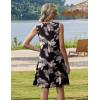 image:imageZeagoo Summer Dresses for Women 2026 Sleeveless Casual Floral Tshirt Sundress with Pockets Loose Tank Beach DressBlack Leaf
