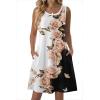 image:imageZeagoo Summer Dresses for Women 2026 Sleeveless Casual Floral Tshirt Sundress with Pockets Loose Tank Beach DressBlack White Pink Floral