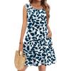 image:imageZeagoo Summer Dresses for Women 2026 Sleeveless Casual Floral Tshirt Sundress with Pockets Loose Tank Beach DressBlue Leaf Print