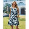 image:imageZeagoo Summer Dresses for Women 2026 Sleeveless Casual Floral Tshirt Sundress with Pockets Loose Tank Beach DressBlue Leaf Print