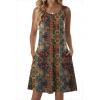image:imageZeagoo Summer Dresses for Women 2026 Sleeveless Casual Floral Tshirt Sundress with Pockets Loose Tank Beach DressEthnic Print