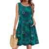 image:imageZeagoo Summer Dresses for Women 2026 Sleeveless Casual Floral Tshirt Sundress with Pockets Loose Tank Beach DressGreen Print