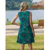 image:imageZeagoo Summer Dresses for Women 2026 Sleeveless Casual Floral Tshirt Sundress with Pockets Loose Tank Beach DressGreen Print