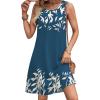 image:imageZeagoo Summer Dresses for Women 2026 Sleeveless Casual Floral Tshirt Sundress with Pockets Loose Tank Beach DressNavy Blue Print