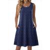 image:imageZeagoo Summer Dresses for Women 2026 Sleeveless Casual Floral Tshirt Sundress with Pockets Loose Tank Beach DressNavy Round Dot