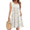 image:imageZeagoo Summer Dresses for Women 2026 Sleeveless Casual Floral Tshirt Sundress with Pockets Loose Tank Beach DressWhite Floral