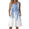 image:imageZeagoo Summer Dresses for Women 2026 Sleeveless Casual Floral Tshirt Sundress with Pockets Loose Tank Beach DressWhite Leaf Print